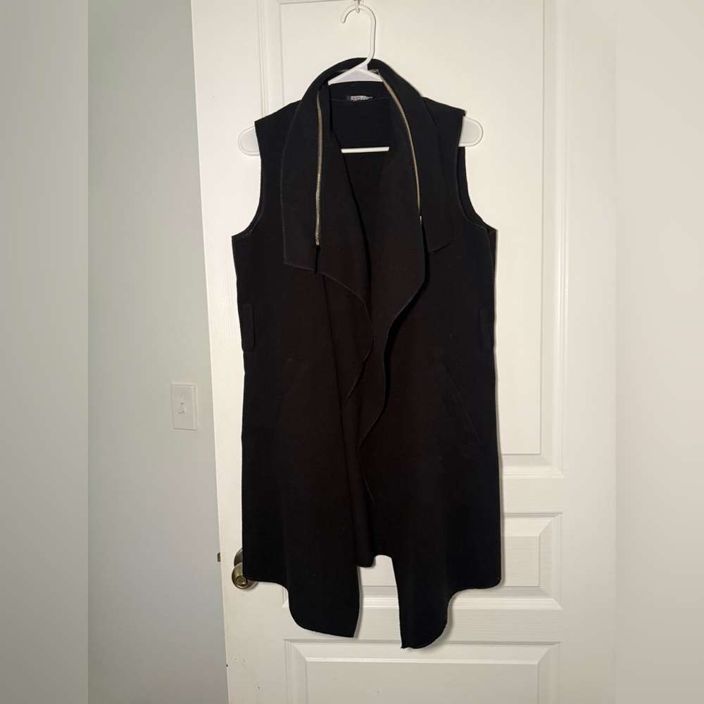 Black Sleeveless Vest with Gold Trim
